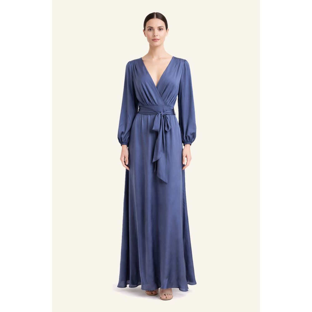 Elliatt | Equator Silk Tie Belt Maxi Dress Steel Blue S NWT